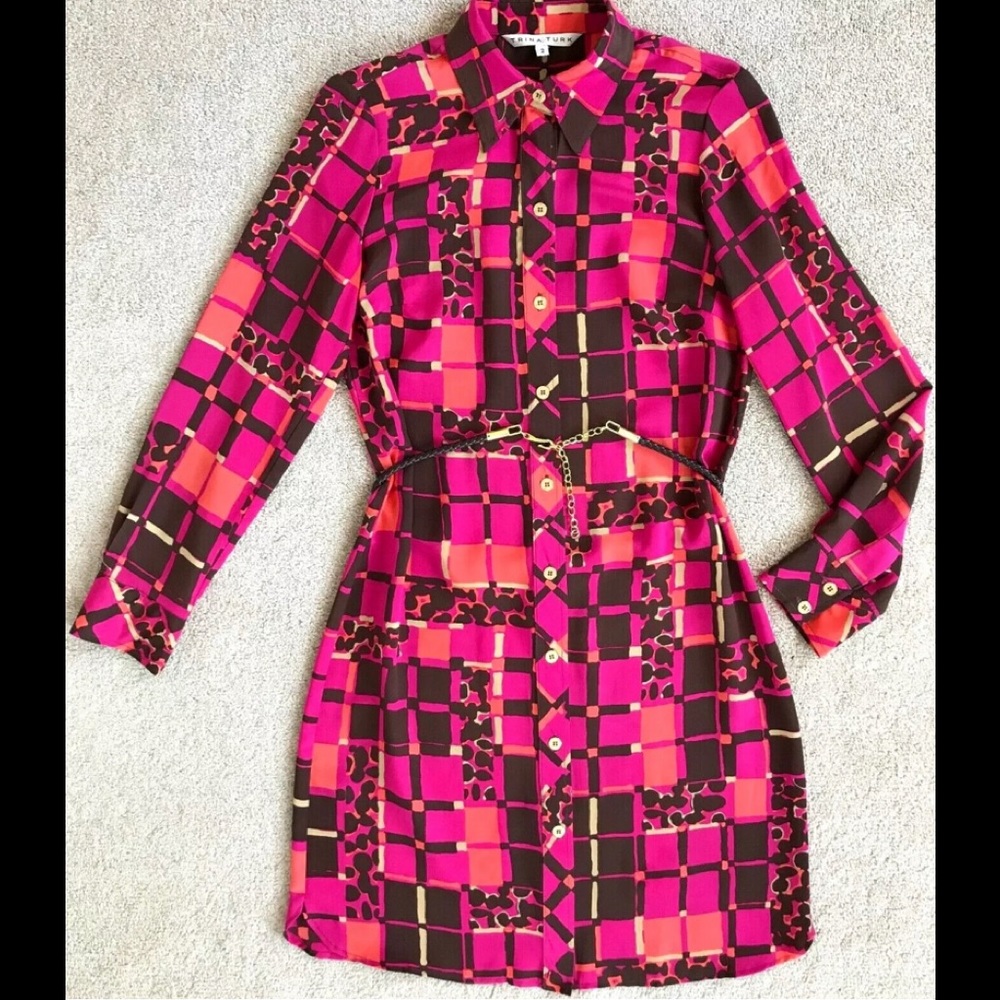 Trina Turk Silk Dress with Belt 10